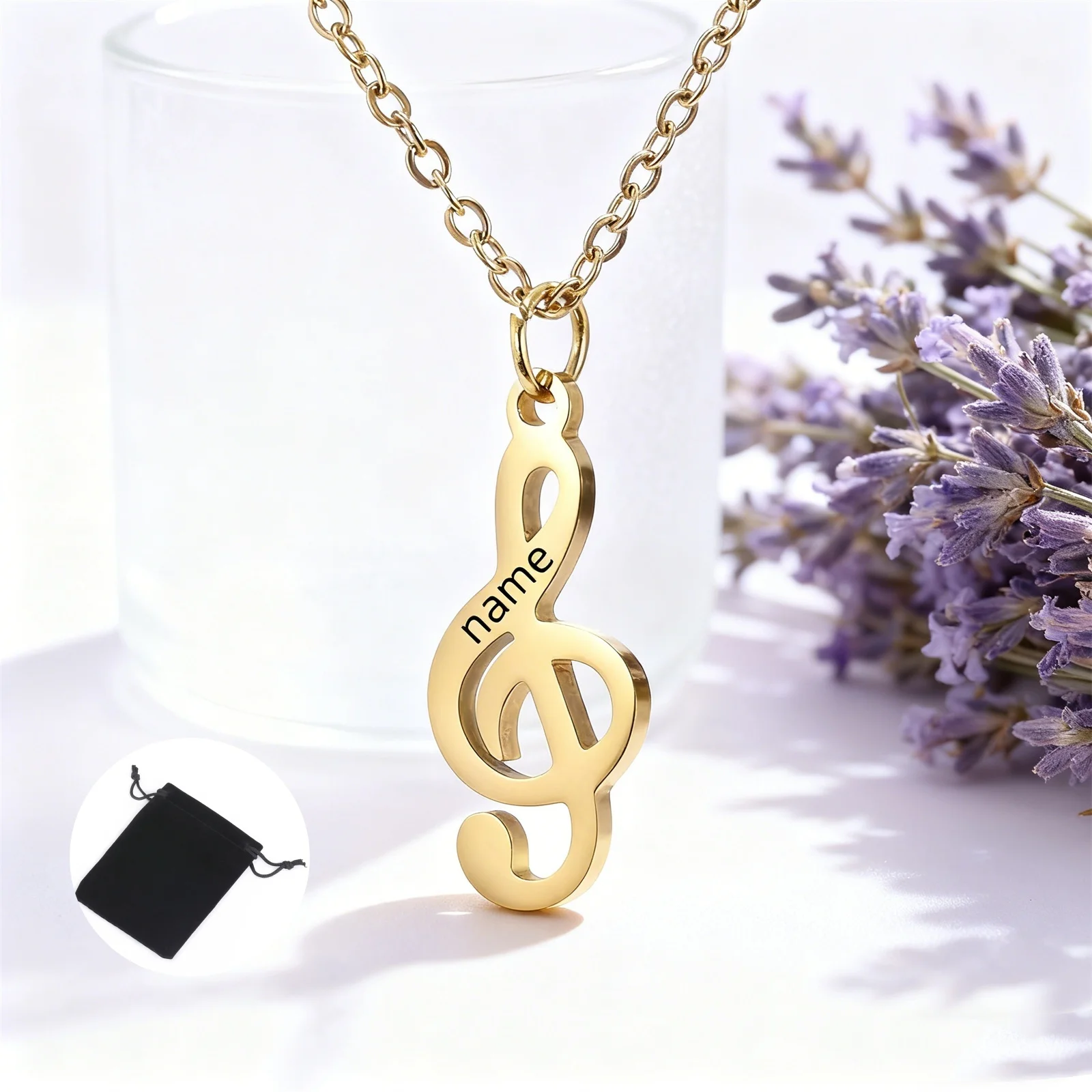 Customized Name Music Symbol Necklace Stainless Steel Personalized Name Wonderful Music Necklace Fashionable Jewelry Friend Gift