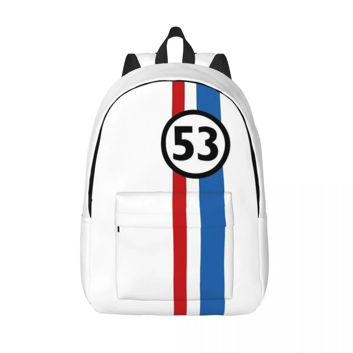 Herbie 53 Old Car Race Racing for Teens Student School Bookbag Canvas Daypack Middle High College Shoulder Bag for Hiking