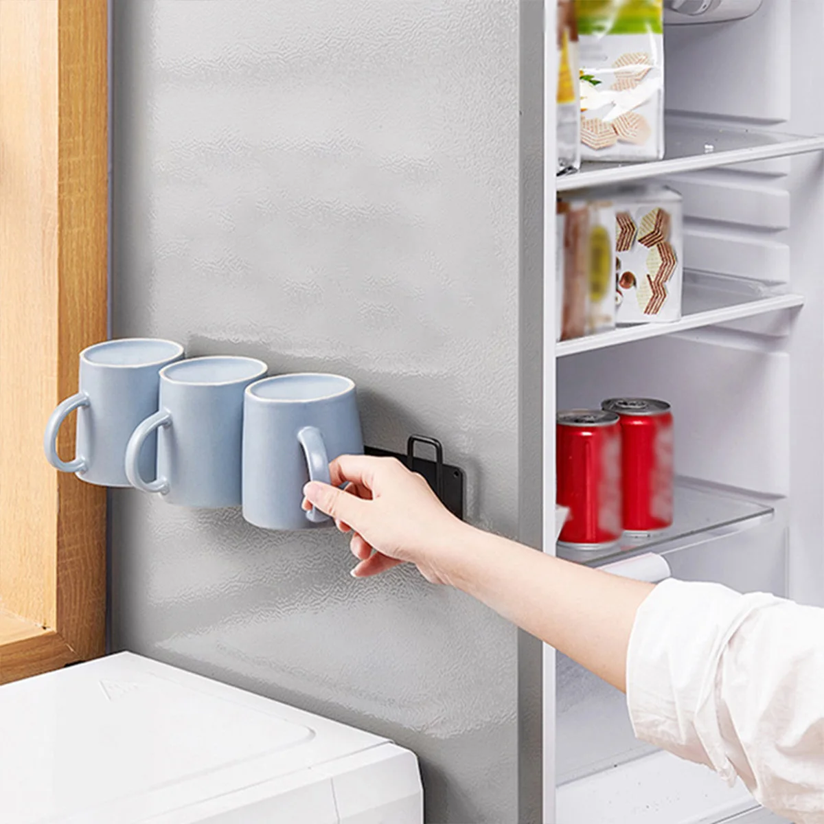 

Mug Holder Wall Mounted Coffee Cups Holder No Punching Mug Hooks with 4 Cup Holders Heavy-Duty Coffee Cup Hangers Mug Rack New