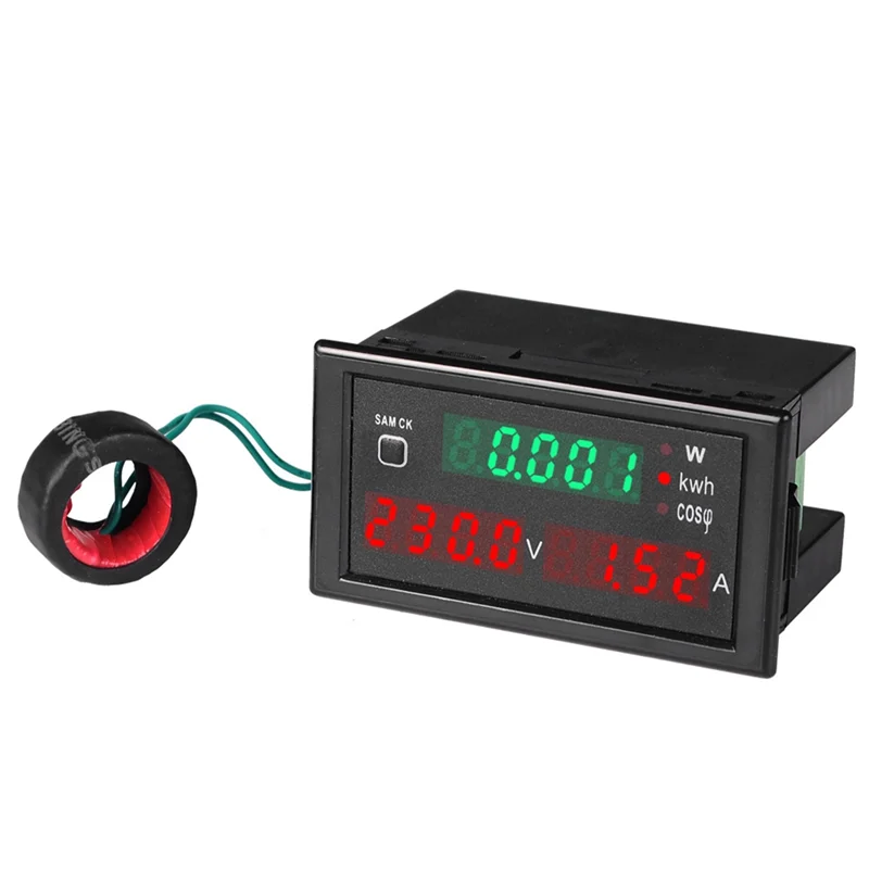AC Electric Display 100A Voltage Current Active Power Factor KWH Meter Voltmeter Ammeter Energy Panel Meter Wattmeter Reset