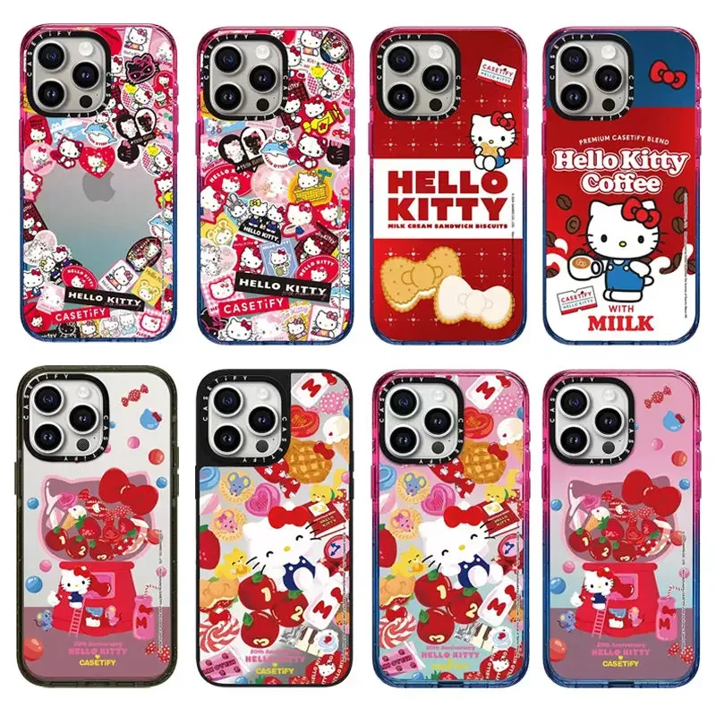 Sanrio Cartoon Hello Kitty Sticker Painted Soft Protective Case Suitable for IPhone14ProMax Mobile Phone Case Kawaii Gift