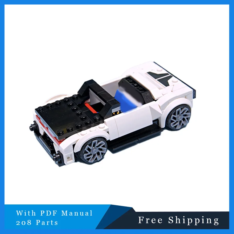 208 PCS Creative Cool White Speed Sports Car Technology Modular MOC Supercar Building Block Model Children Puzzle Assembly Gift