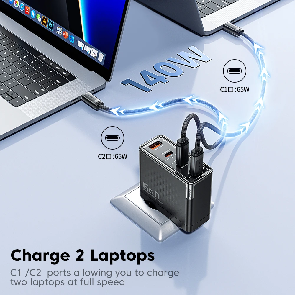 Toocki 140W GaN شاحن PD3.1 QC4.0 3.0 SFC2.0 SCP PPS سريع USB C شاحن لأجهزة الكمبيوتر المحمول ماك بوك آيفون 17 16 سامسونج هواوي شاومي