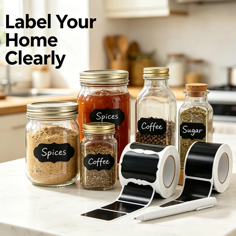 3 Styles 120Pcs/Roll Removable Blackboard Stickers With Erasable Pen Waterproof Chalkboard Labels 1.4*2.2in for Home & Kitchen