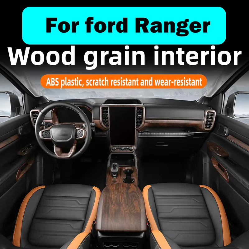

Interior Overlay Covers For Ford Ranger Wildtrak T9 2023 2024 Wood grain Upgrade Inner Decoration Parts LHD Available