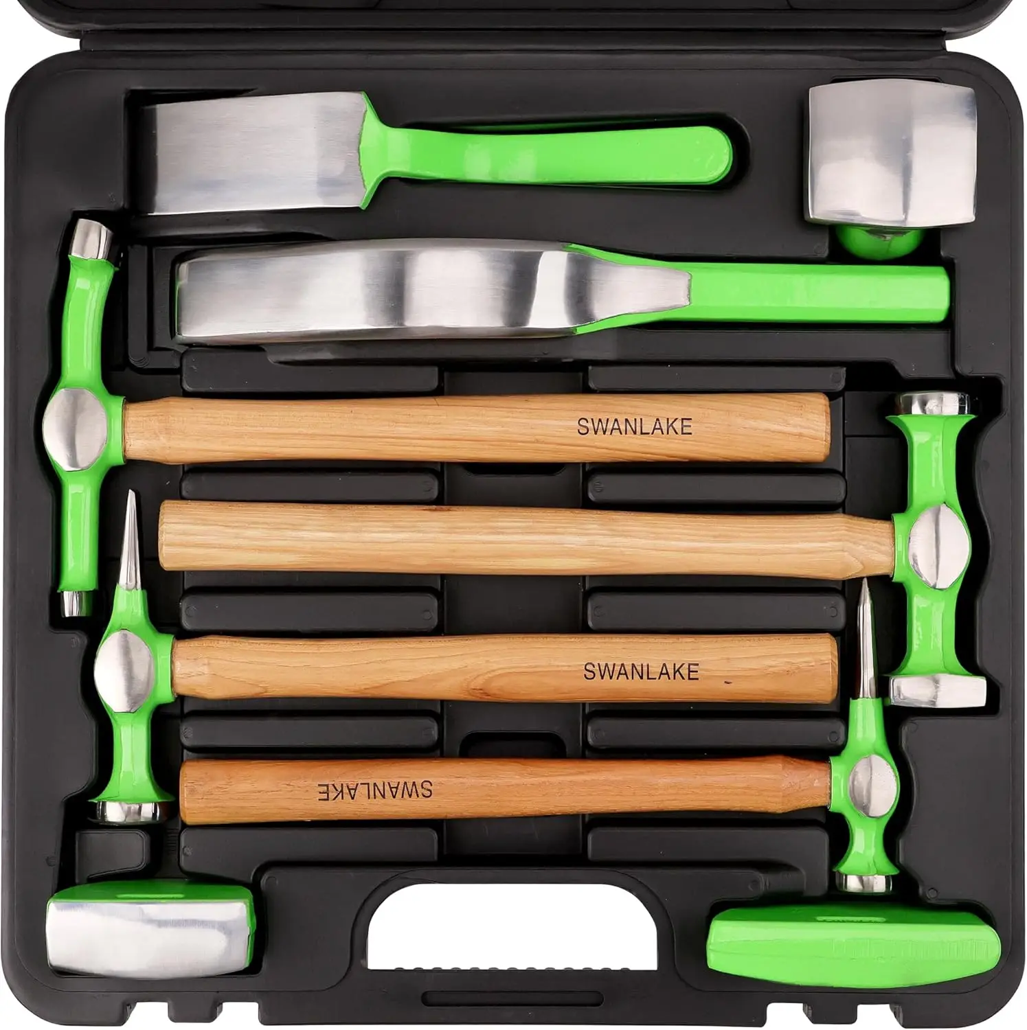 nlake Garden Tools 9Pcs Auto Body Hammer And Dolly Set, Heavy Duty Car Body Dent Repair Tool Kit With Carrying Case, Wood