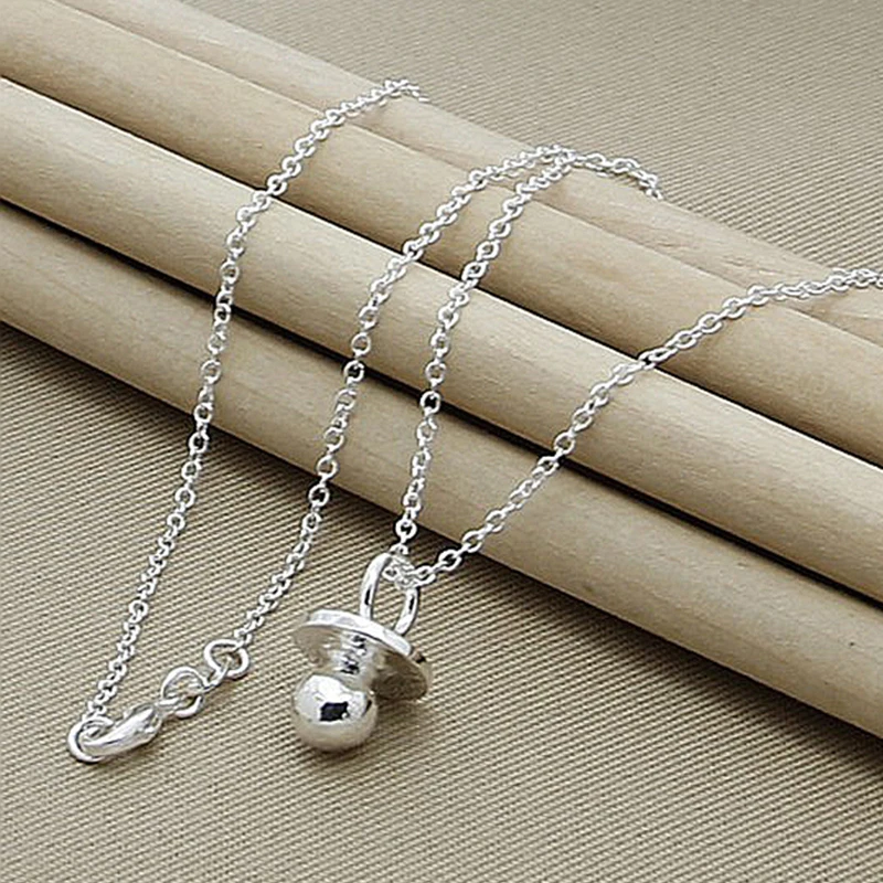

925 Sterling Silver Pacifier Pendant Necklace For Women necklaces Fashion Party Birthday Wedding Charm Fine Jewelry Gift