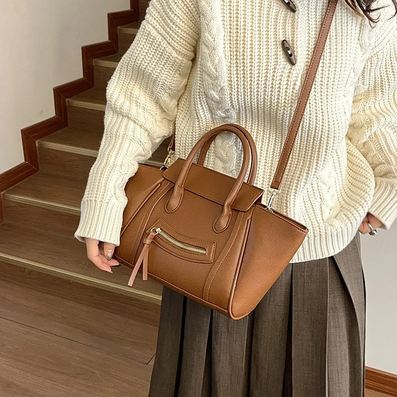 

Дизайнерская сумка-тоут с смайликом Весна/Лето 2026 – Винтажная вместительная сумка-трансформер через плечо/на плечо для женщин