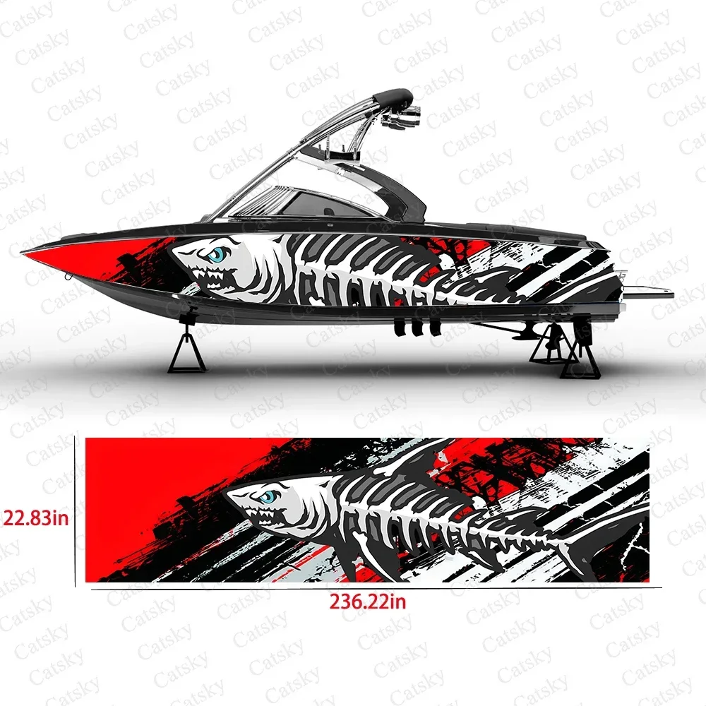 Fierc Fish Bones Irregular Colorful Lines Messy Boat Sticker Vinyl Ship Pontoon Deck Boat Fishing Decorative Pontoon Boats Decal
