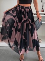 Elegant Print Loose Skirt For Women Casual High Waist Long Skirts Women's Fashion Holiday Beach Party Womens Clothing Summer New