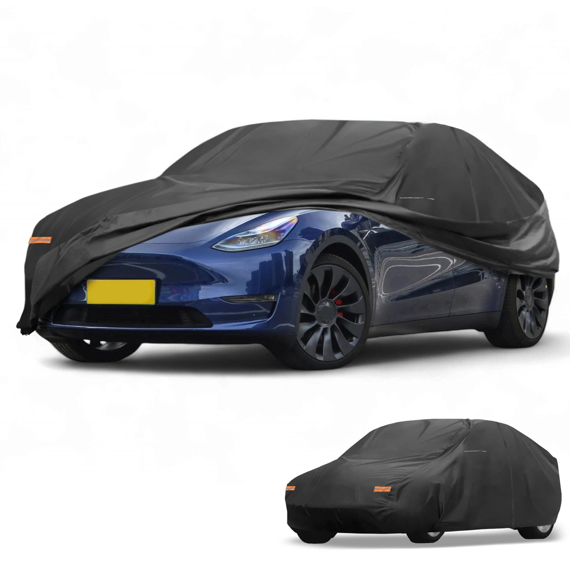 

UXCELL Car Cover Waterproof All Weather Outdoor Anti-UV Full Exterior Cover for Tesla Model Y 210D-PU with Reflective Strips