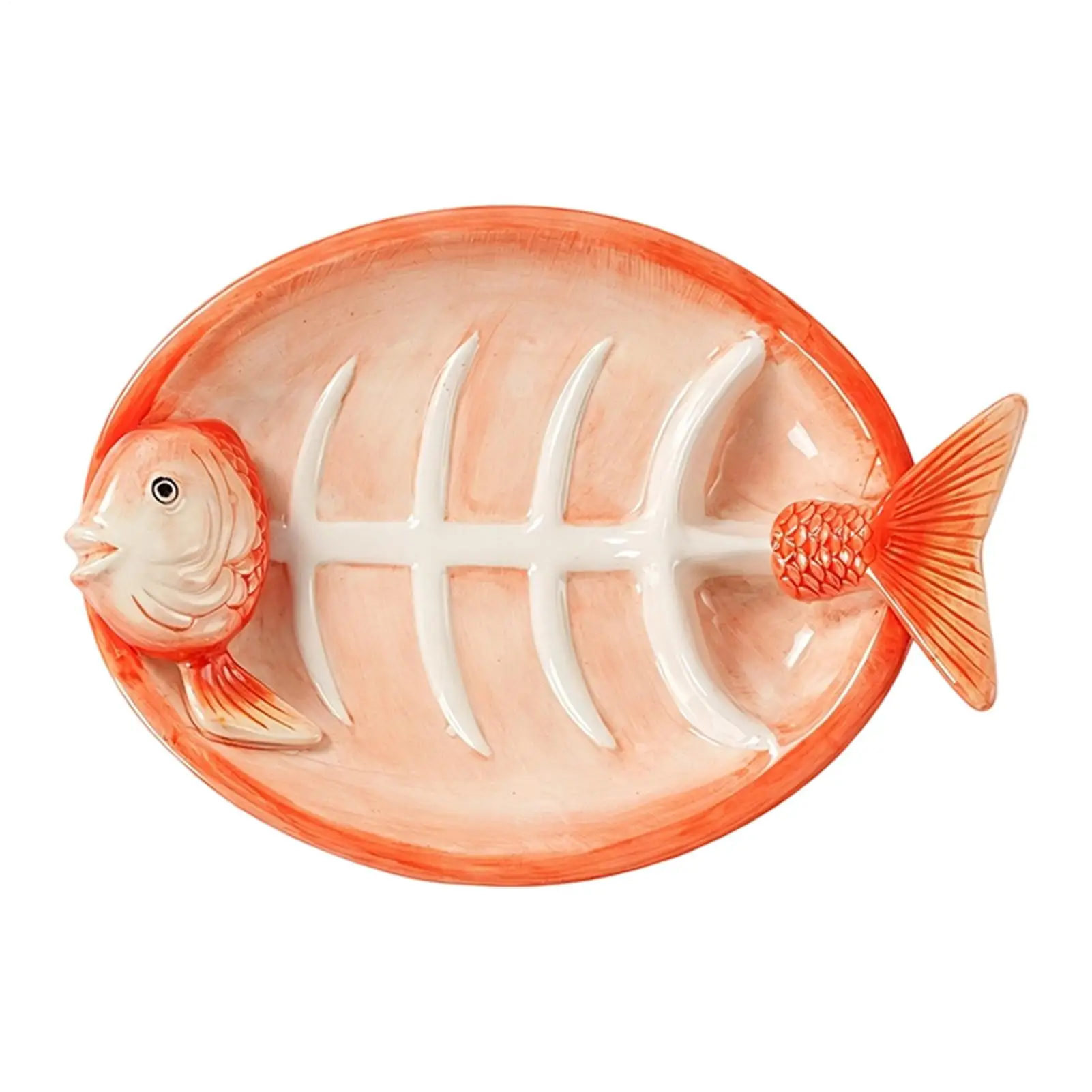 Sushi Plate Ceramic Fish Shape Dish with Sauce Compartment Sushi Serving Plate for Dumplings Snacks Appetizers Appetizers Fruits