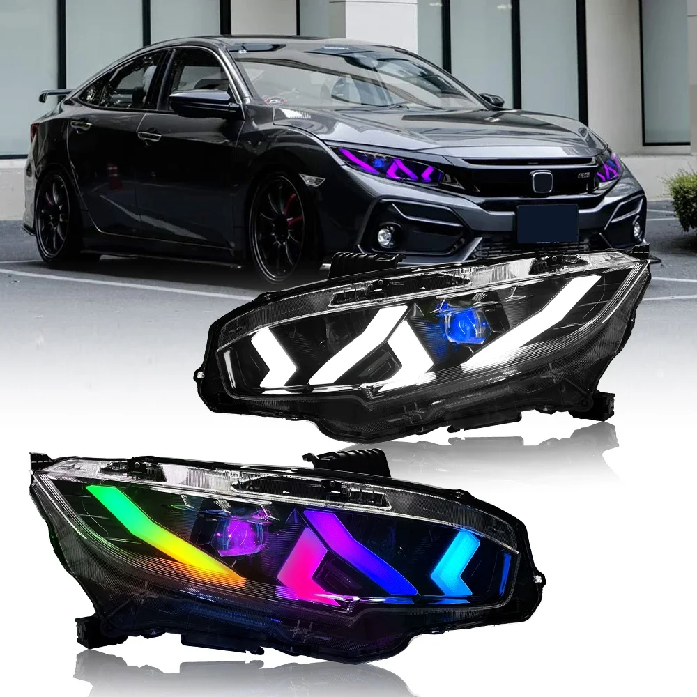 

RGB Car Light For Honda Civic/Hatchback 2016-2020 LED HeadLamps Assembly Projector Accessories Start-up Animation