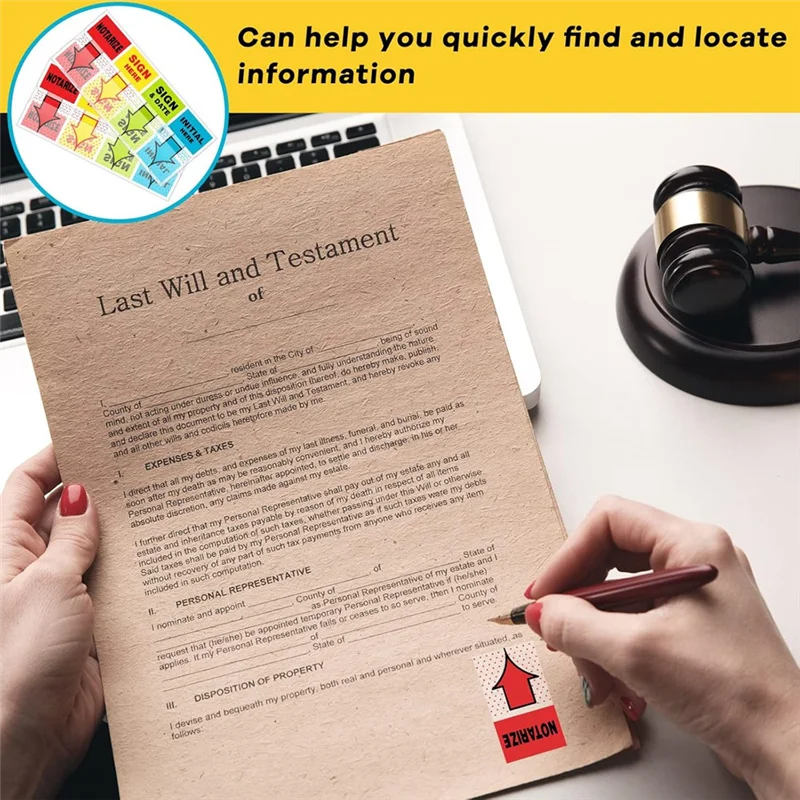 500Pcs Sign Here Stickers & Tabs Notarize Initial Here Sign And Date Tabs Stickers For Office School Students Notebook