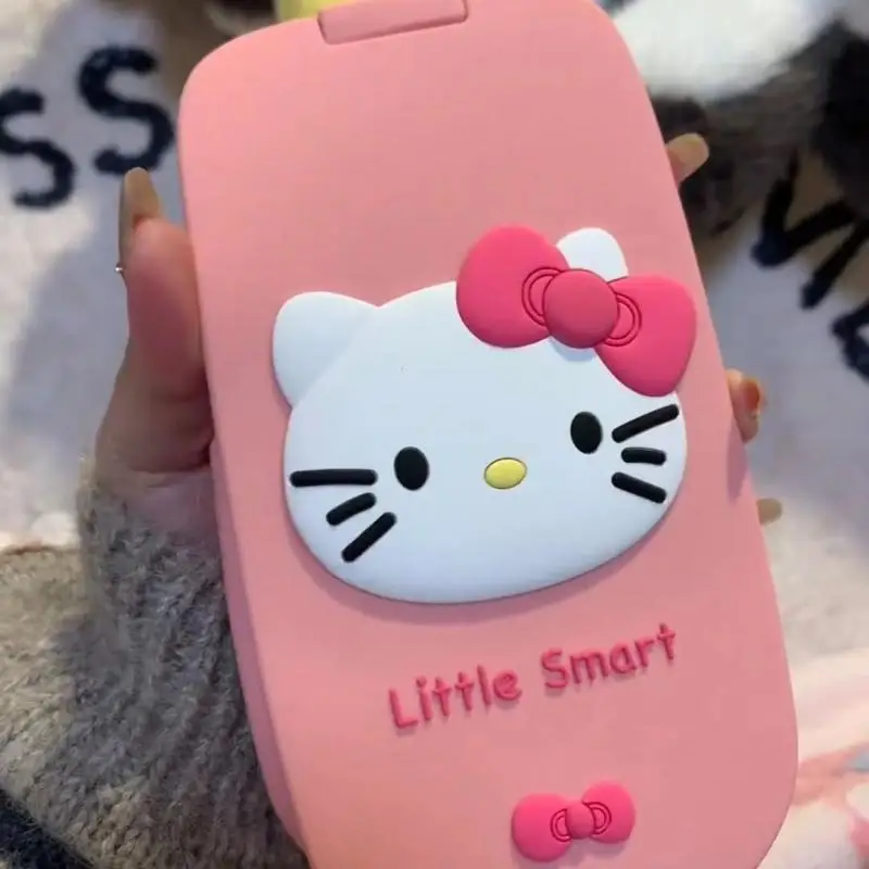 Sanrio Anime Figure Hello Kitty Phone Case Iphone13 14 15 16 Por Max Plus Flip Lid Touch-Up Mirror Phone Protective Case Cute