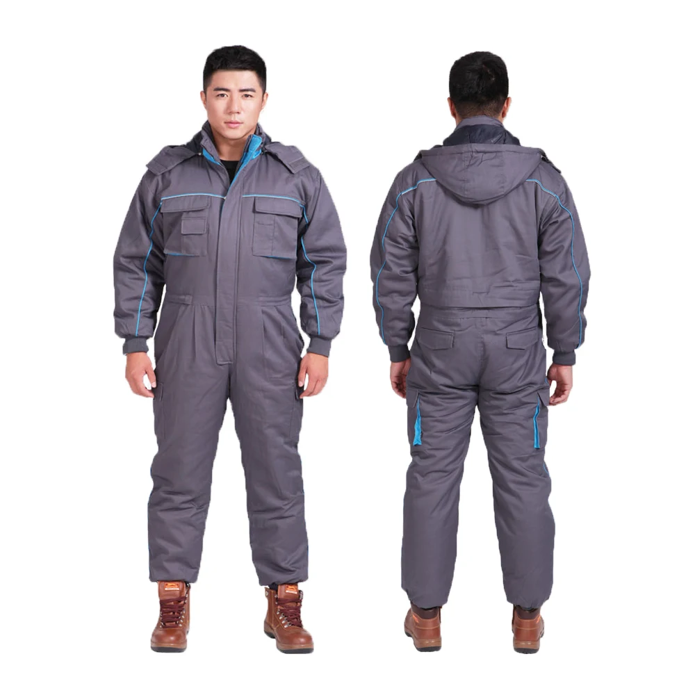 Autumn Winter Thicken Warm Cotton Jumpsuit Safety Jacket Worker Working Clothes Mens Workwear Coveralls For Security Protection