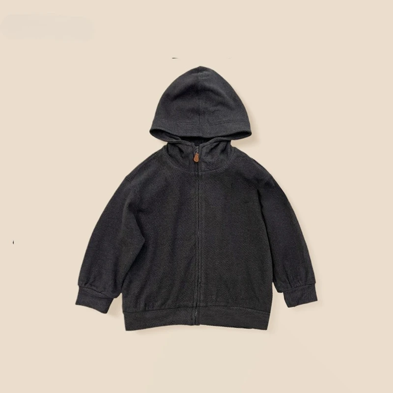 

Boys Spring Autumn Hooded Coat 2025 New Fashionable Sporty Solid Color Zipper Long Sleeve Hoodie Kids Casual Daily Cardigan