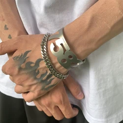 EDY 7758 Number Bracelet Punk Trend Temperament Titanium Steel Metal Opening Bracelet For Couples Men Women Girls Party Jewelry