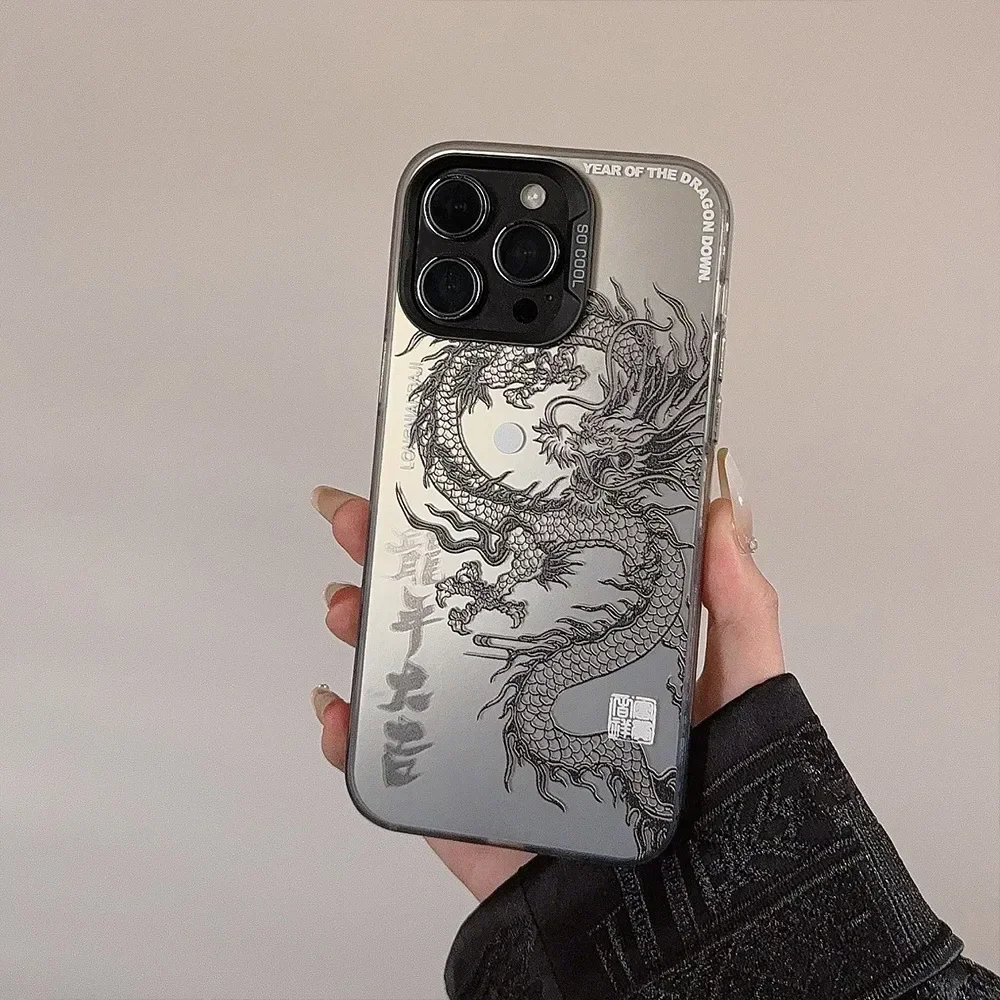 Chinese Painting Style Dragon Phone Case for IPhone16 15 14 12 13 11 Pro ProMax Mini Plus X XR Shockproof Phone Cover