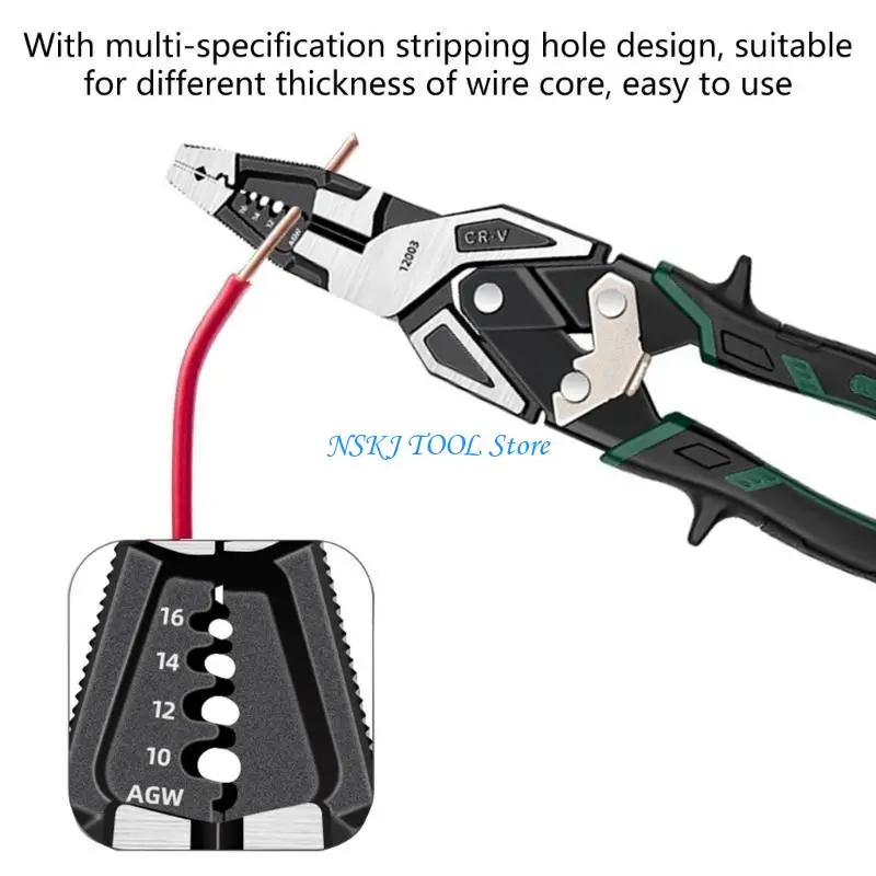 L8RC 인체 공학적 9 인치 케이블 커터 및 기술자를위한 와이어 핸들링 도구 전기 유지 보수를위한 다기능 플라이어