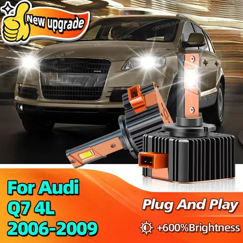 아우디 Q7 4L 2006 2007 2008 2009 LED 자동차 헤드라이트, D1S 전구 업데이트, HID 라이트 캔버스 램프, 더 긴 수명 헤드램프, 2 개