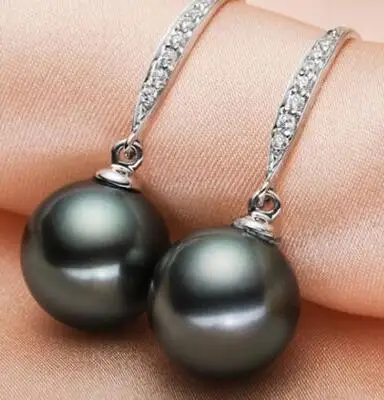 

noble jewelry stunninga pair of 9-10mm natural tahitian black pearl earrings