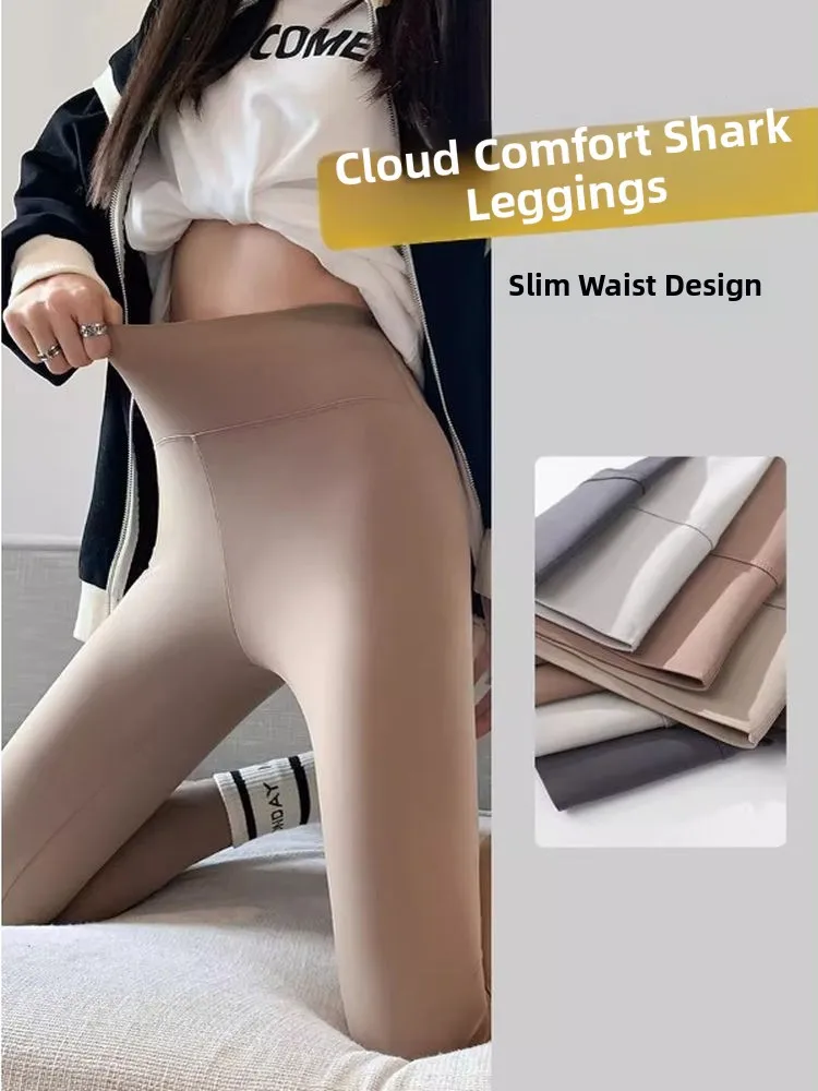 Thiened High-Waist ark Skin Yoga Pants Women's Autumn Winter Fce Lined Warm Slimming Base Layer Pants Tummy Control Bu...