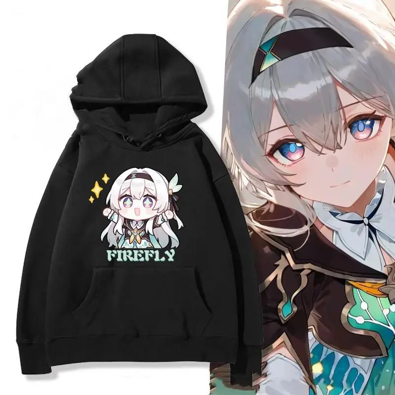 

Honkai: Star Rail Game Firefly Merchandise Hooded Sweatshirt, Unisex Loose-Fit Printed Long-Sleeve Top