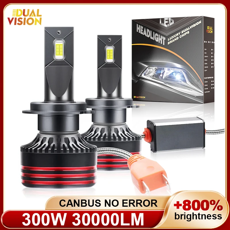 

M8Pro H7 LED 30000LM Headlight Bulbs Canbus 300W H1 H4 H11 9012 HIR2 H3 9005 9006 HB3 HB4 High Power 6000K 5570 CSP Chips 12V