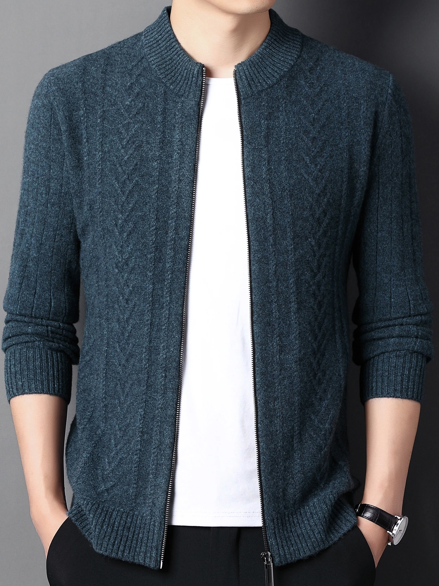 Mens Winter Cardigan zipper Sweater Male Knitted  thick Winter Korean Style Fashion Casual Knitted men Sweatercoats