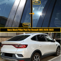 6Pcs Car Pillar Post for Renault Mégane Conquest Arkana 2020 2021 2022 2023 Glossy Black Door Window Trim Cover Stickers Styling