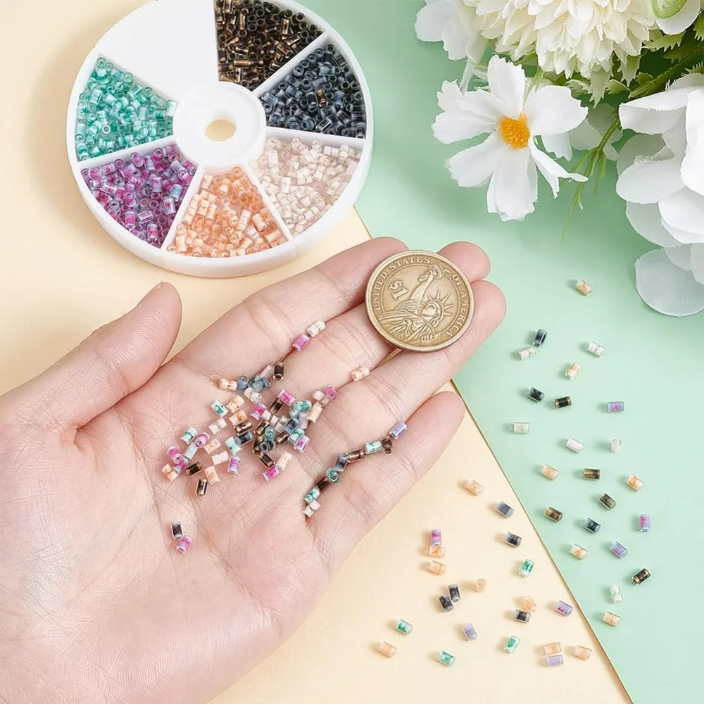 720 قطعة 6 ألوان أنبوب الخرز 24 جرام 3.8 مللي متر الزجاج البذور الخرز اسطوانة البذور الخرز التطريز الخرز أنبوب صغير الحرفية فاصل #3
