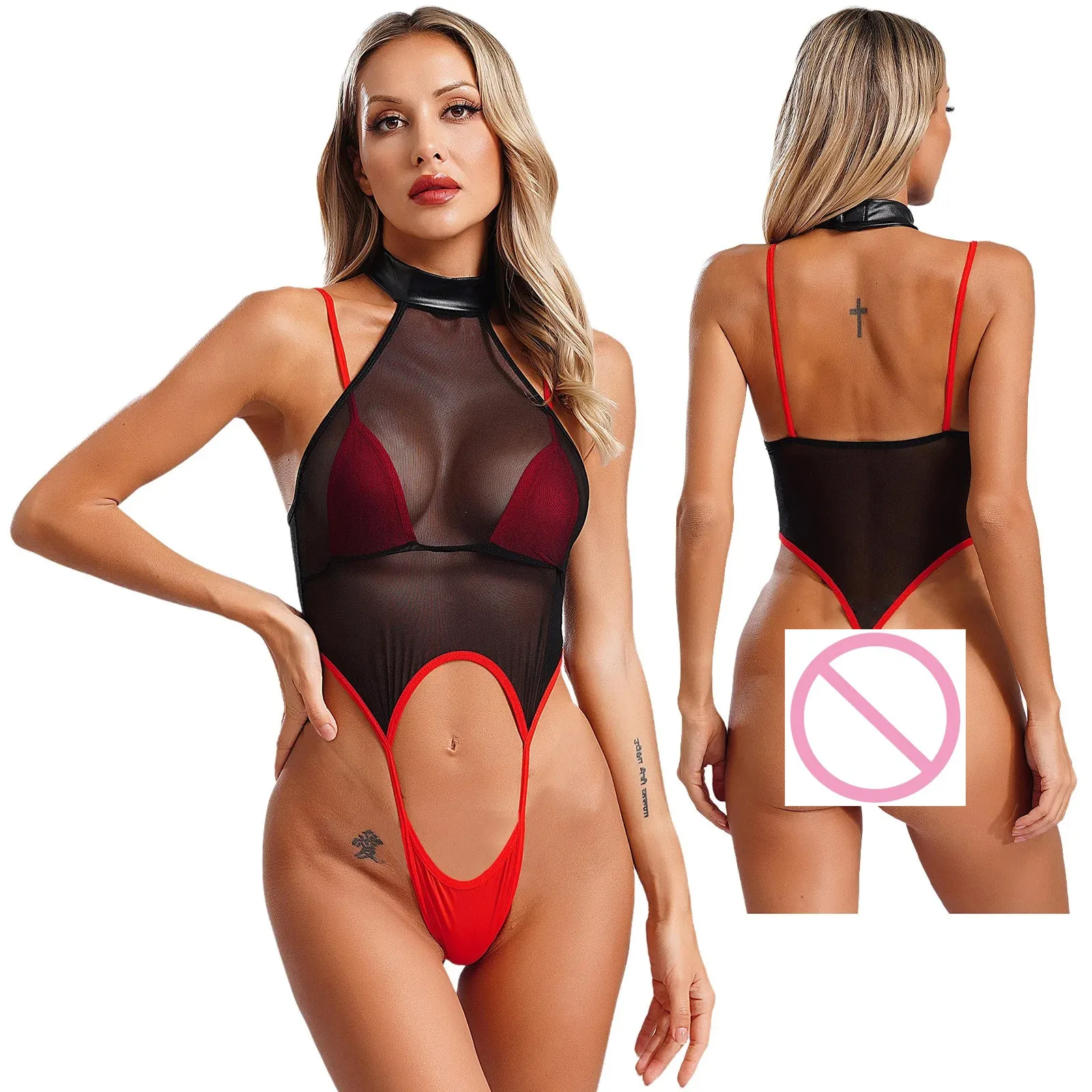 Womens Sexy Hollow Out Bodysuit Lingerie Set Costume Seethru Fun Underwear Jumpsuits Erotic Hot Lovers Flirt Night Secret Show