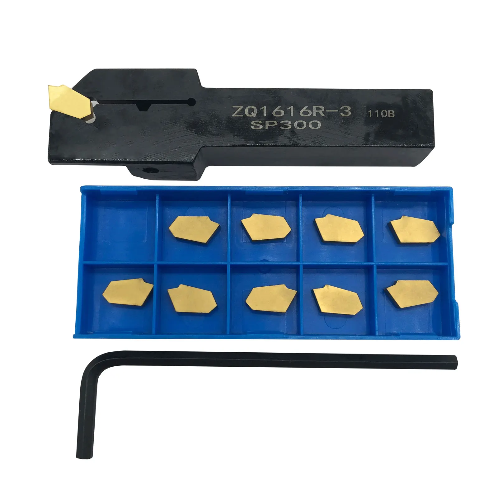 Grooving Slotting Tool com Carbide Insert Cut Off Lathe Turning Tool Holder Shank Zq1616r3 10 Pcs Sp300