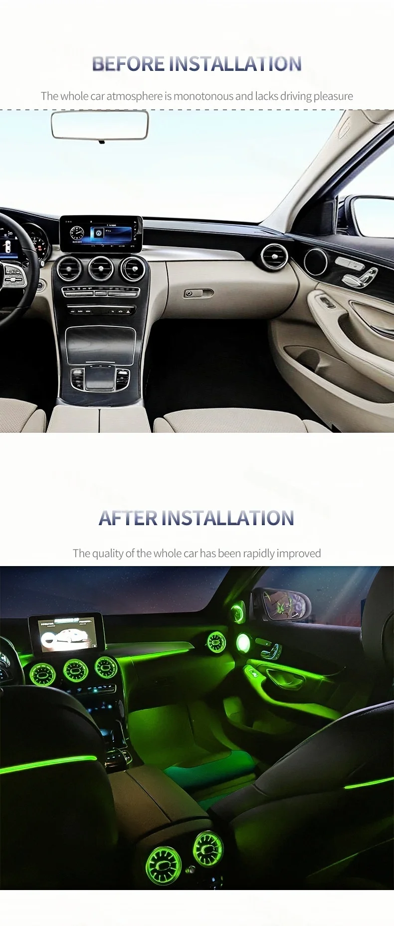 Für Benz C GLC Klasse Coupé W205 X253 C43 C63 2015-2021 3/12/64 Farben LED Ambientebeleuchtung Turbinen-Auslassdüse Auto-Zubehör – Detail 10