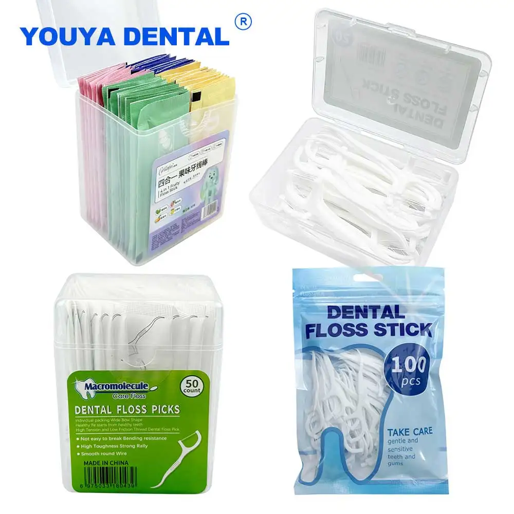 

50pcs Disposable Toothpick Floss Pick Teeth Stick Dental Tooth Flossing Head Oral Hygiene Interdental Brush Oral Toothpick Floss