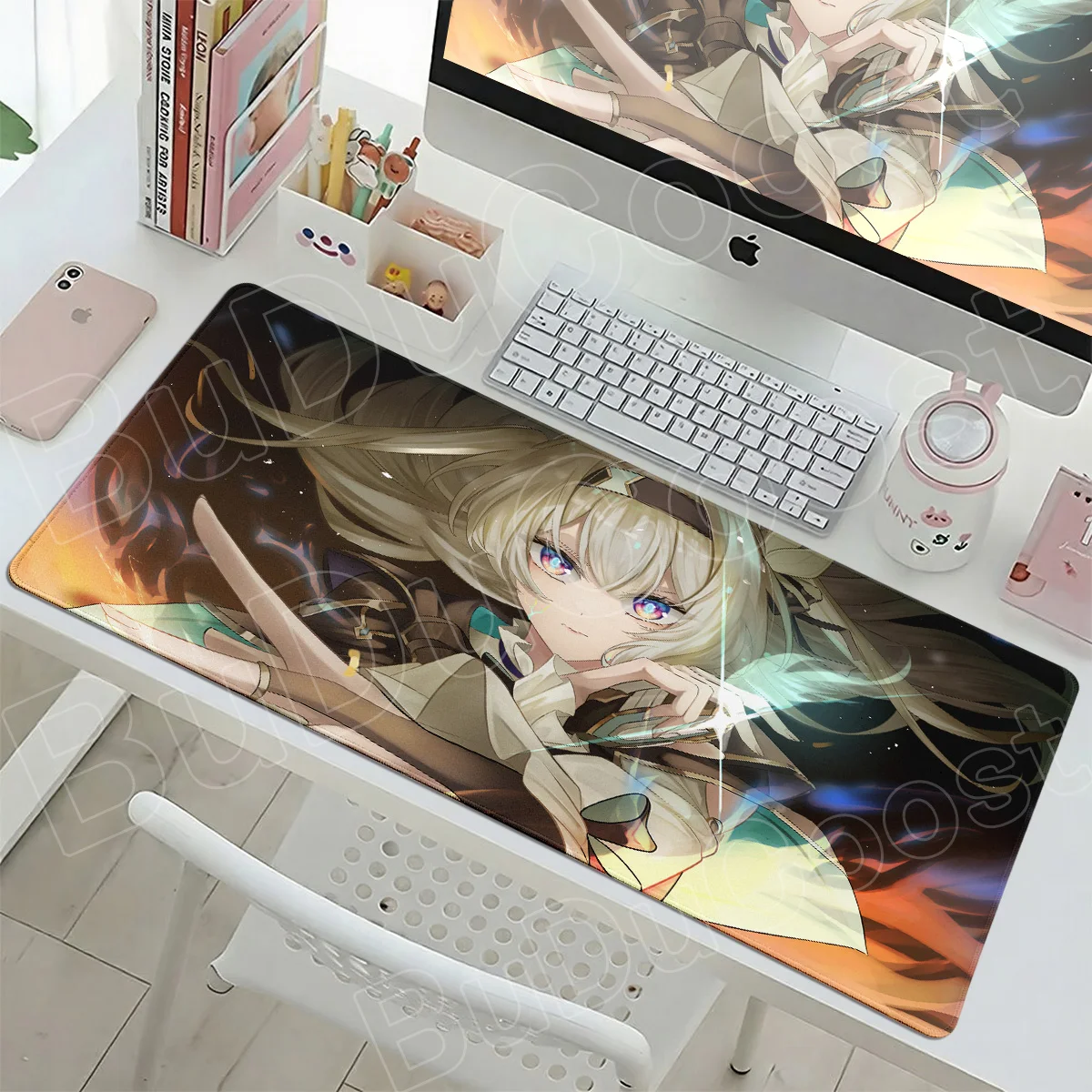Cute Anime Girls Firefly Mouse Mat Honkai Star Rail Rubber Mousepad XXL Large Keyboard Speed Desk Pad For Computer Office Gaming
