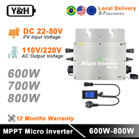 Y&H 600W 700W 800W Solar Grid Tie Micro Inverter Waterproof IP65 MPPT PV Input 30-42VDC 110V/220V AC Output for 30V 36V Solar Pa