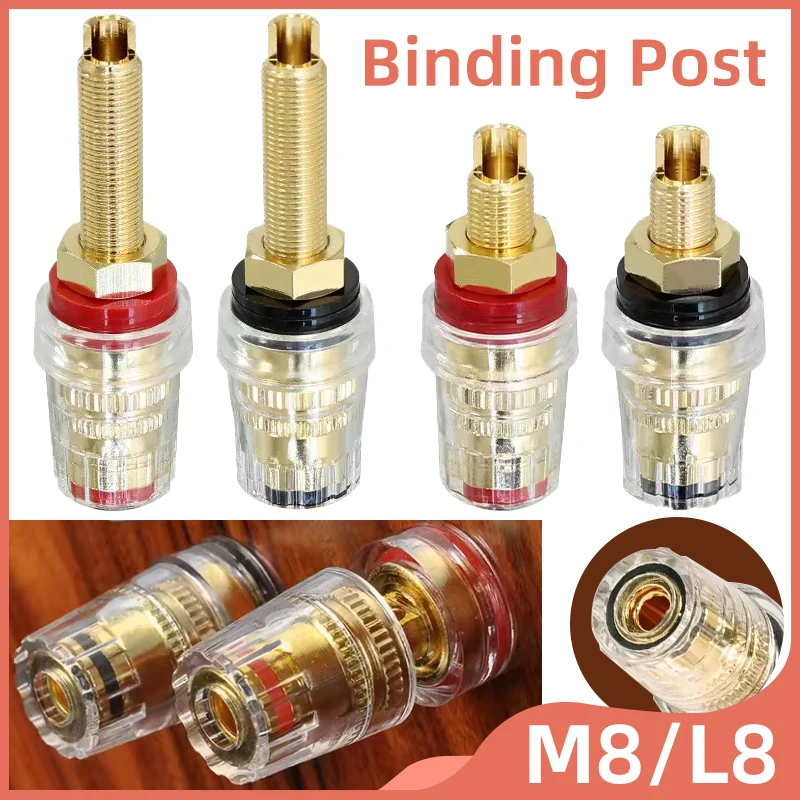 Crystal Binding Post Banana Socket Gold-Plated Short / Long Terminal Connector for Audio Speaker Amplifier Junction Box