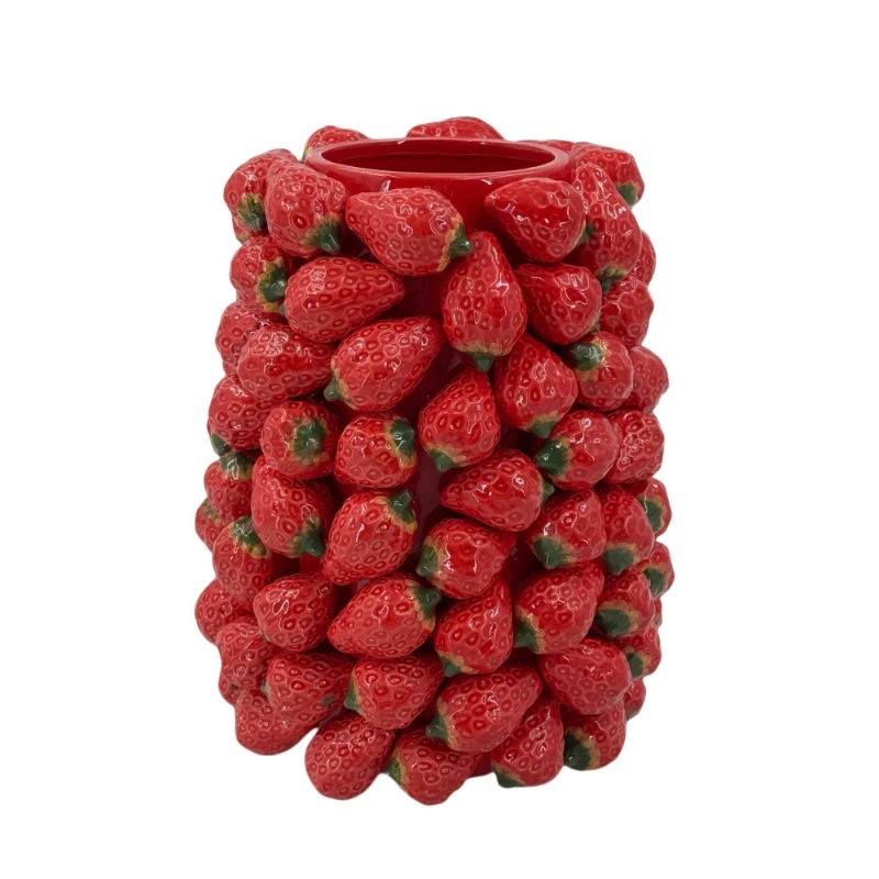 

Pastoral, small fresh, simulation, strawberry, ceramic, vase, high sense