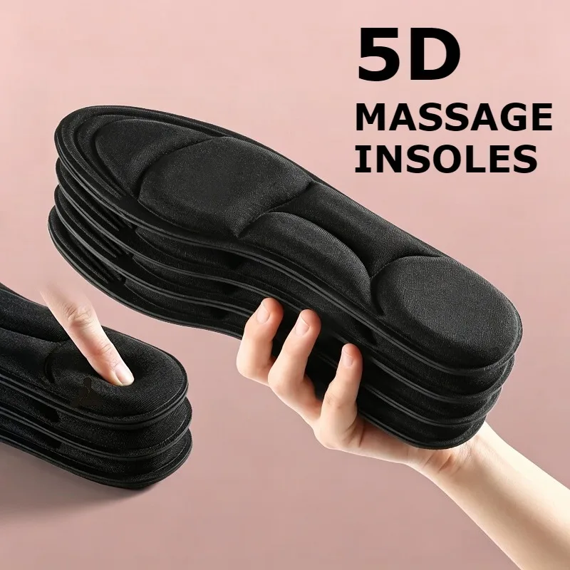 1, 2 ou 4 paires de semelles intérieures orthopédiques en mousse à mémoire de forme 5D, respirantes et amortissantes, pour la course, le sport et le soulagement des douleurs aux pieds