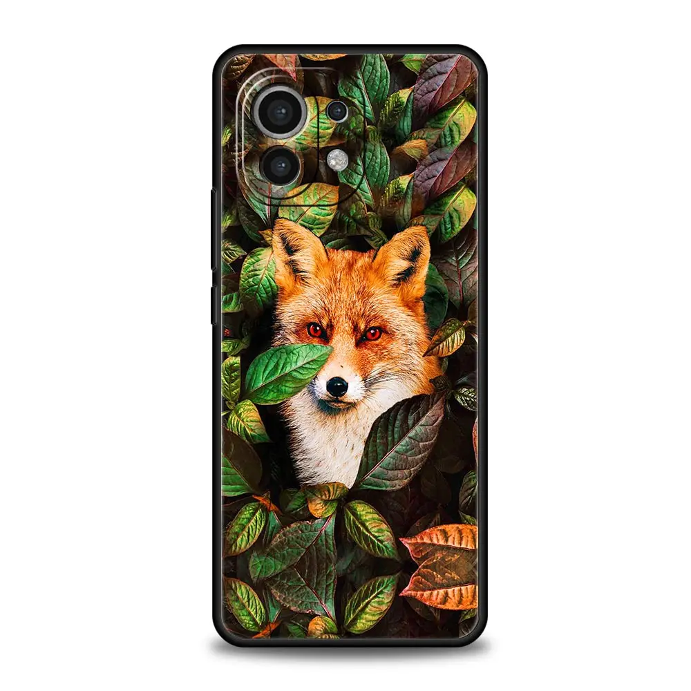 귀여운 만화 동물 폭스 Xiaomi Poco X3 NFC M3 M4 F4 X4 프로 5G F3 GT Mi 12 11T 10 9T 10T 라이트 11 울트라 블랙 커버