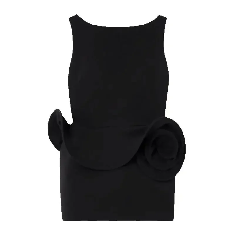 

Women's dress New 3D floral decoration sleeveless mini dress for summer 2025 backless sleeveless short dresses y2k party dresses