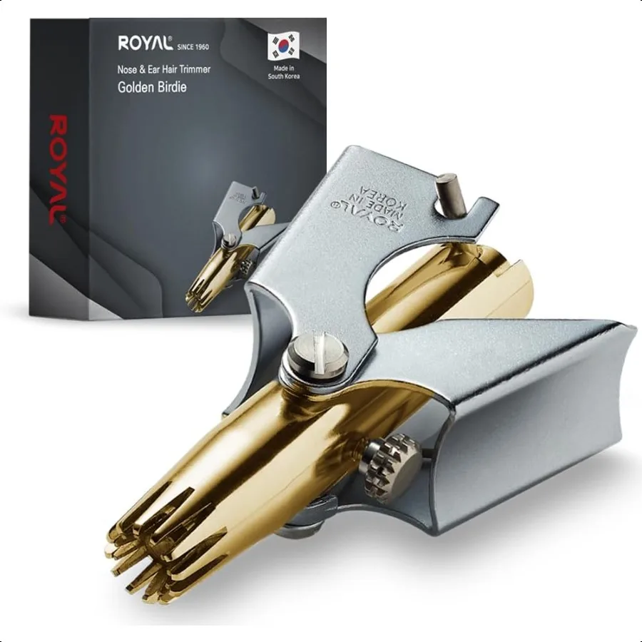 

[MADE IN KOREA] ROYAL Gold Nose hair trimmer for men Golden Birdie Allergyfree Manual Batteryfree Waterproof Painl with Twee Du