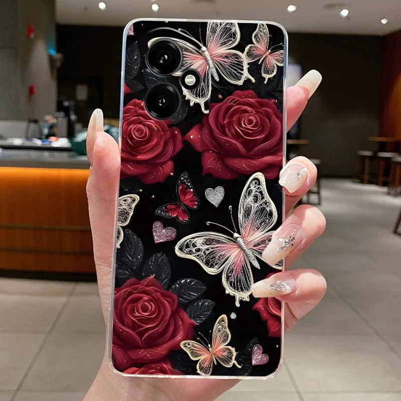 For Honor 400 5G Global Case DNY-NX9 Clear Soft TPU Silicone Butterfly Flower Cover For Huawei Honor400 Pro 5G Phone Shell Funda
