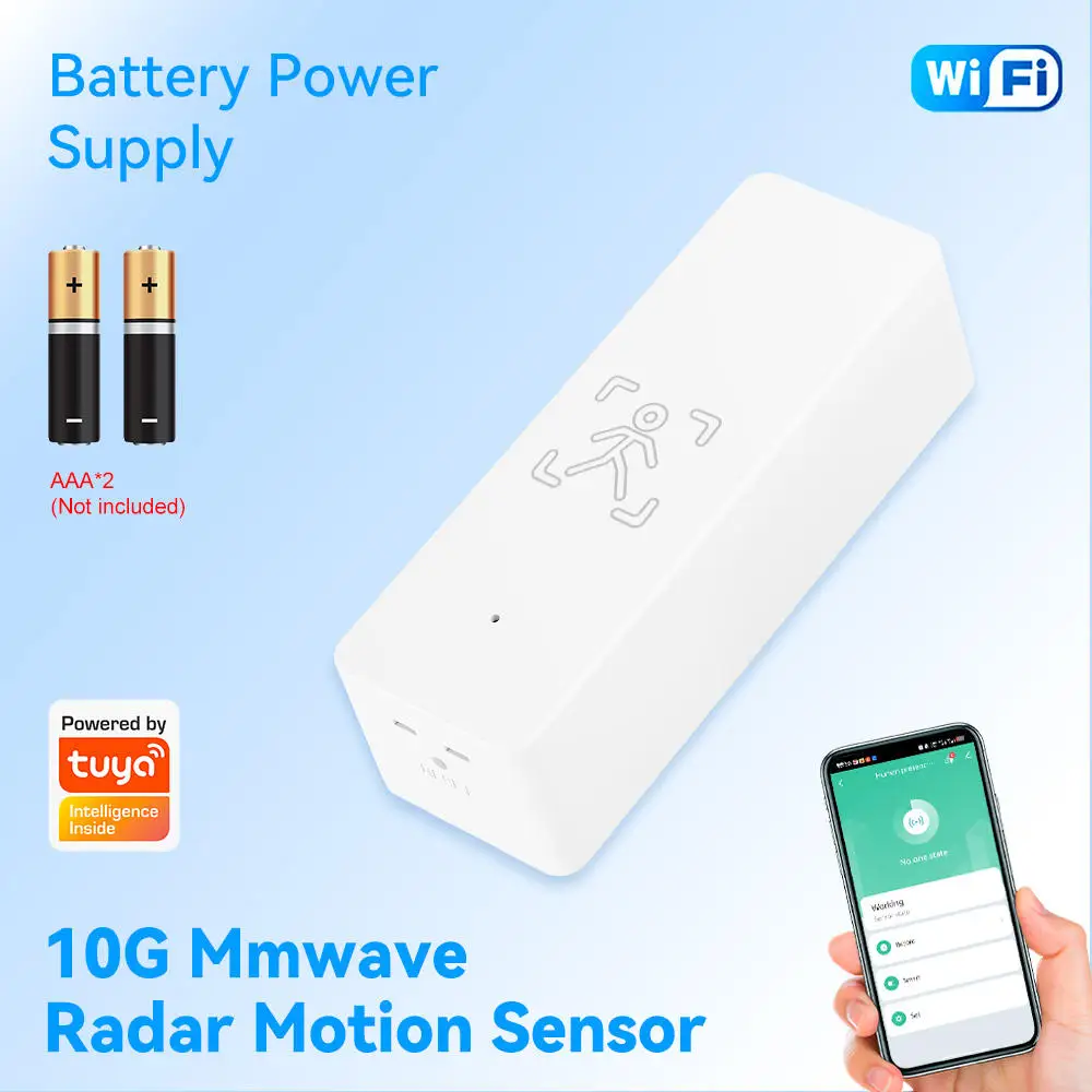 SIXWGH 5,8G Radar PIR Sensor de movimiento Tuya WiFi Zigbee barra de seguridad para el hogar diseño Detector alarma para Android detecta presencia humana