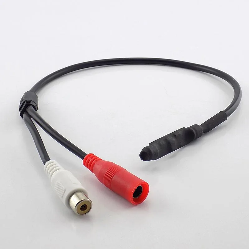 DC 12V Mini Microphone Pickup Sound Monitor Audio Pickup RCA Power Cable for Cctv Camera DVR Video Surveillance C6