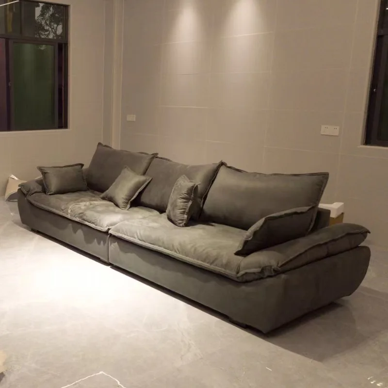 Cat scratching skin Italian light luxury sailing sofa living room small apartment straight row three people minimalist latex tec