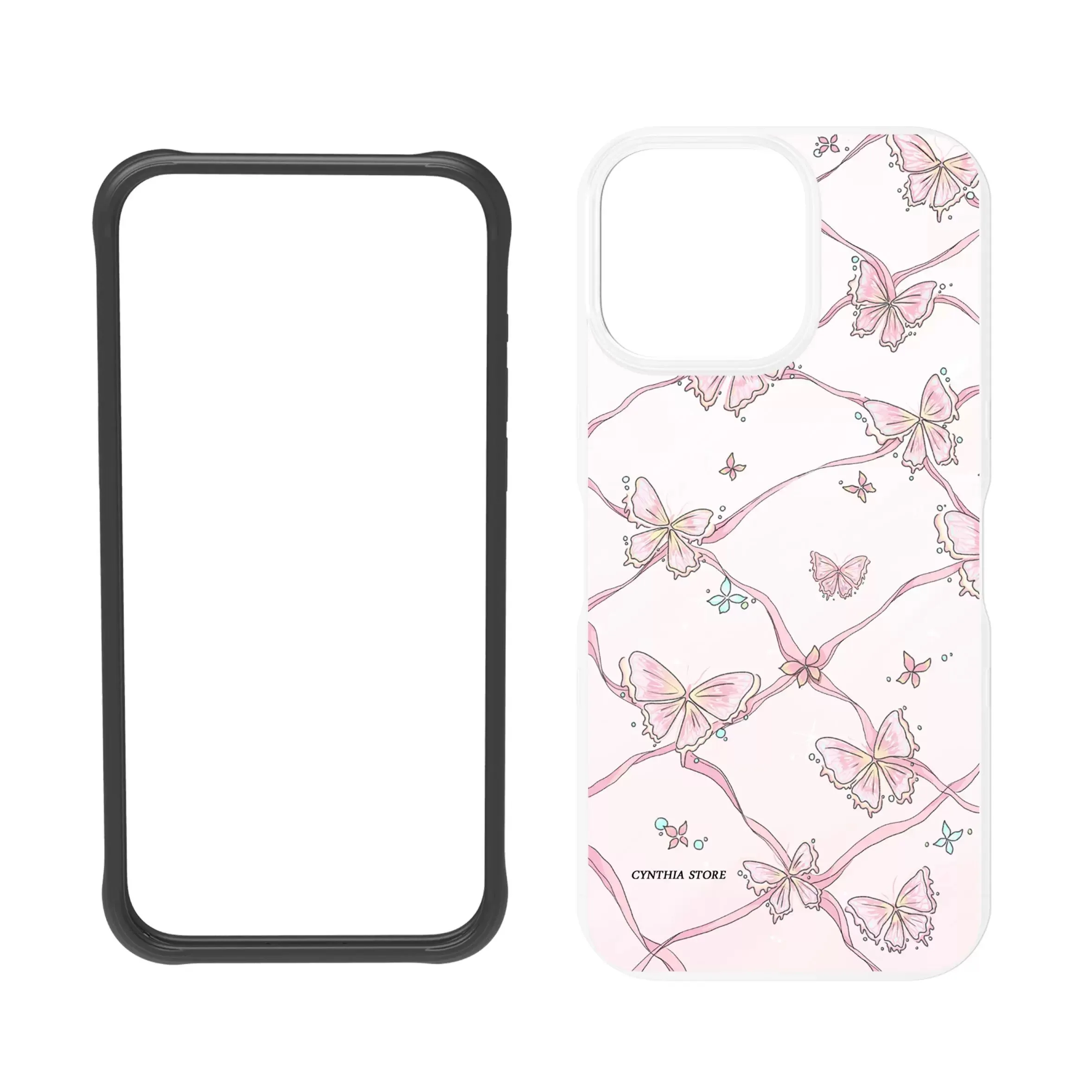 Ballet Butterfly Liquid Silicone Frame Phone Case 2-in-1 Removable One Frame Multiple Anti Drop Matte Magnetic Absorbing Cases