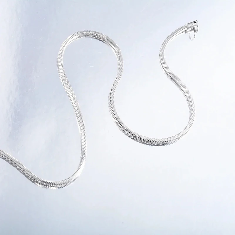 925 Sterling Silver Width 1mm/2mm/3mm Round Snake Chain Fashion 40-75cm Silver Color Necklace For Women Man Jewelry Party Gifts